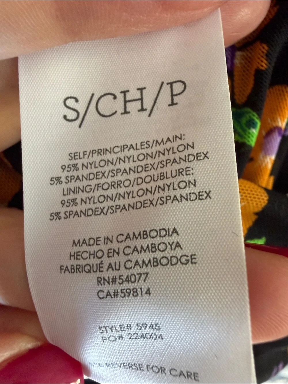 CAbi Black Wrap Midi Dress with Orange Floral Print #5945